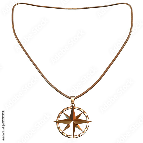 Compass Necklace Jewelery isolated 3d rendered illustration