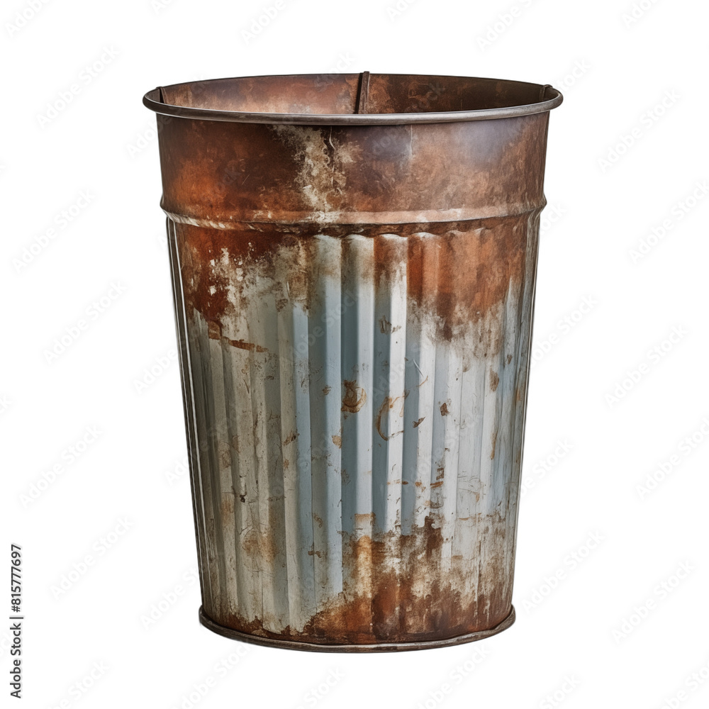 Rustic metal trash can isolated on white background Rustic metal trash can isolated on white background