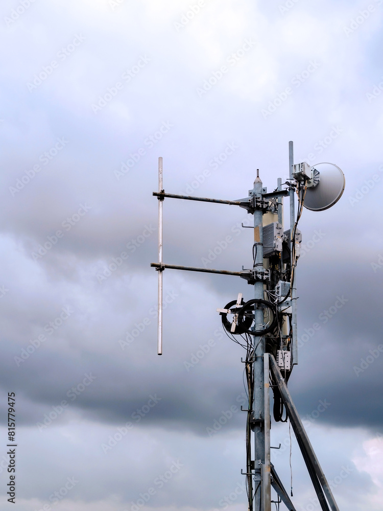telecomunication tower on the roof telecomunication tower on the roof