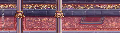 8-Bit RPG Royal Chamber Carpet Texture - Seamless tile. Endless and repeat print.