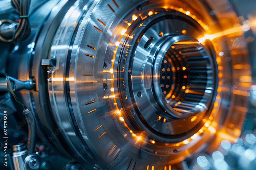 Detail of an electric motor with a zoom effect that highlights the advanced components and efficient design, conveying a sense of power and innovation Detail of an electric motor with a zoom effect that highlights the advanced components and efficient design, conveying a sense of power and innovation