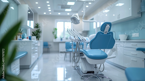 Dental clinic and dental care by dentists In a clean, modern white room