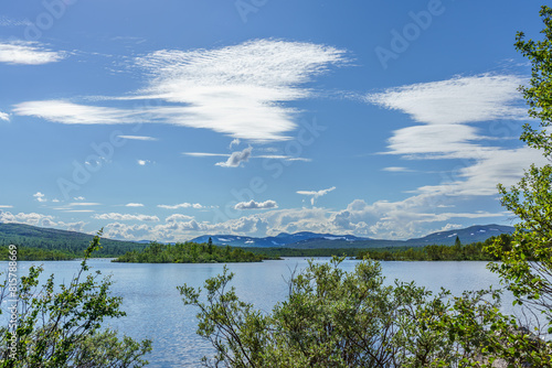 Beautiful view across a lake in the Swedish highlands