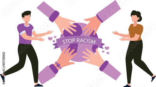 People are protesting to stop racism.