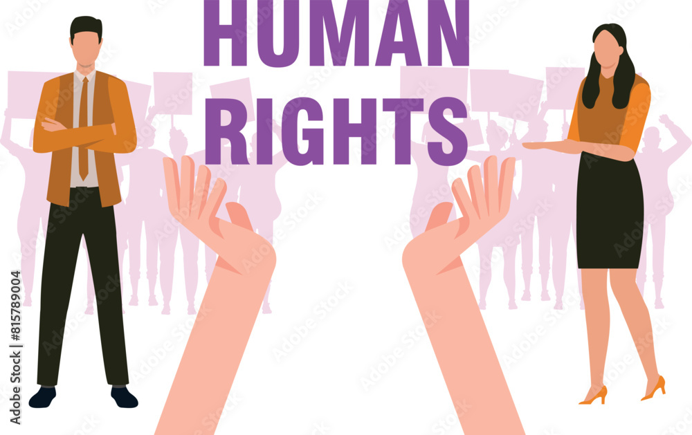 People stand for human rights. People stand for human rights.