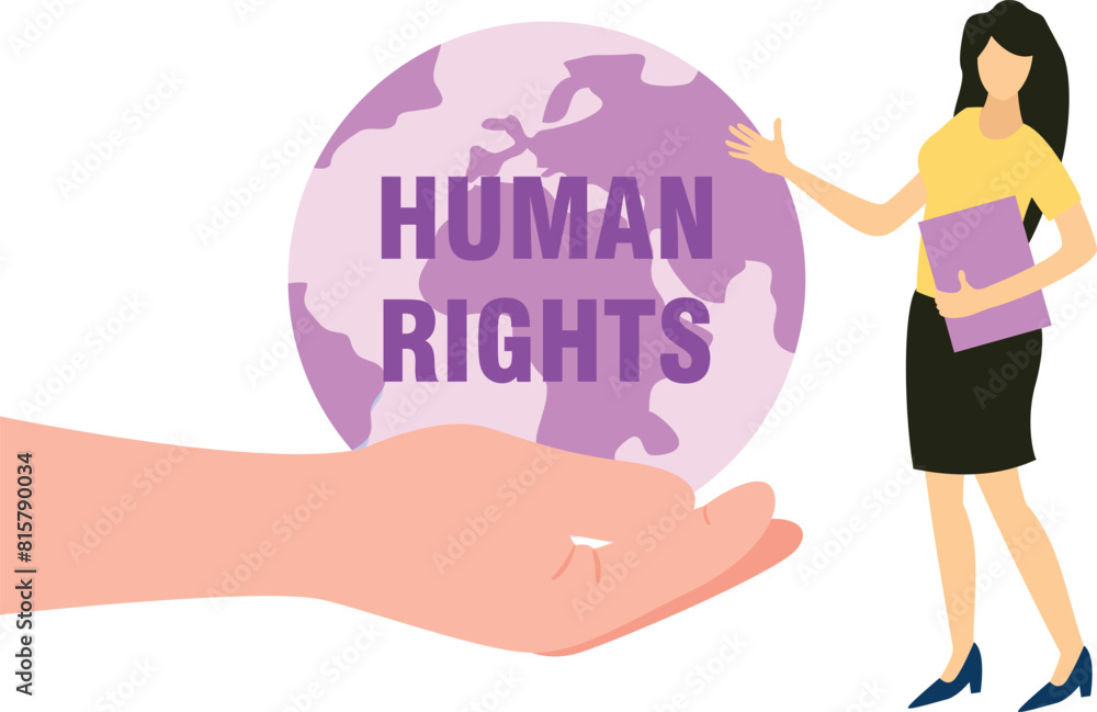 The girl is working for human rights. The girl is working for human rights.