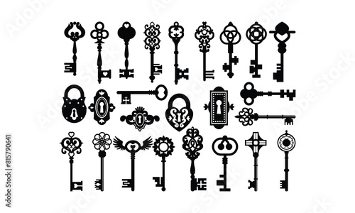 Lock and key  SVG,, Silhouette, Cut File, cutting files, printable design, Clipart,
