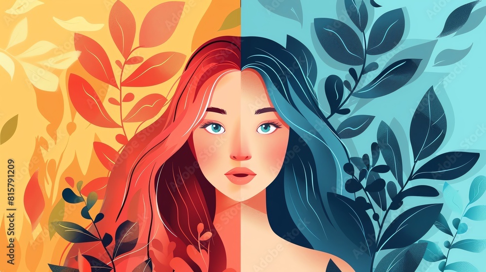 Beauty photography flat design front view artistic theme cartoon drawing Splitcomplementary color scheme Beauty photography flat design front view artistic theme cartoon drawing Splitcomplementary color scheme