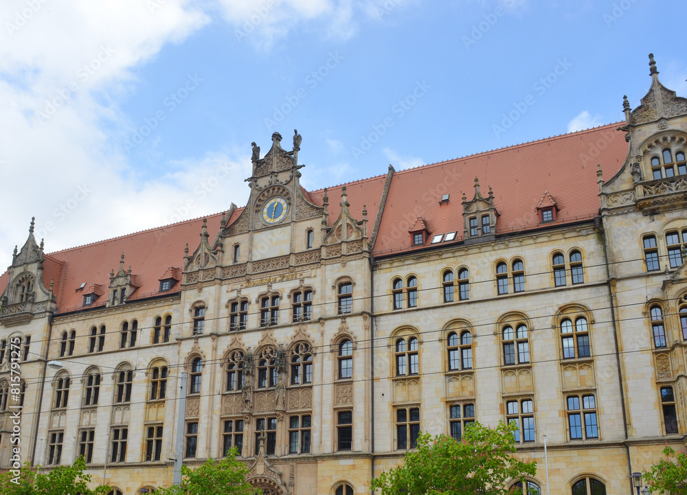 Fototapeta premium Justice center, former Post Office building in Magdeburg, Germany