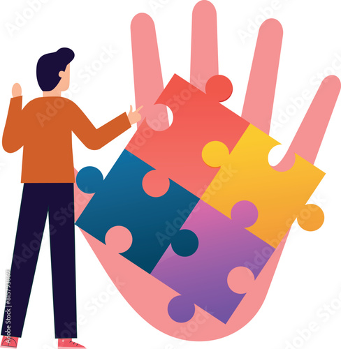 A boy is telling about autism syndrome awareness.