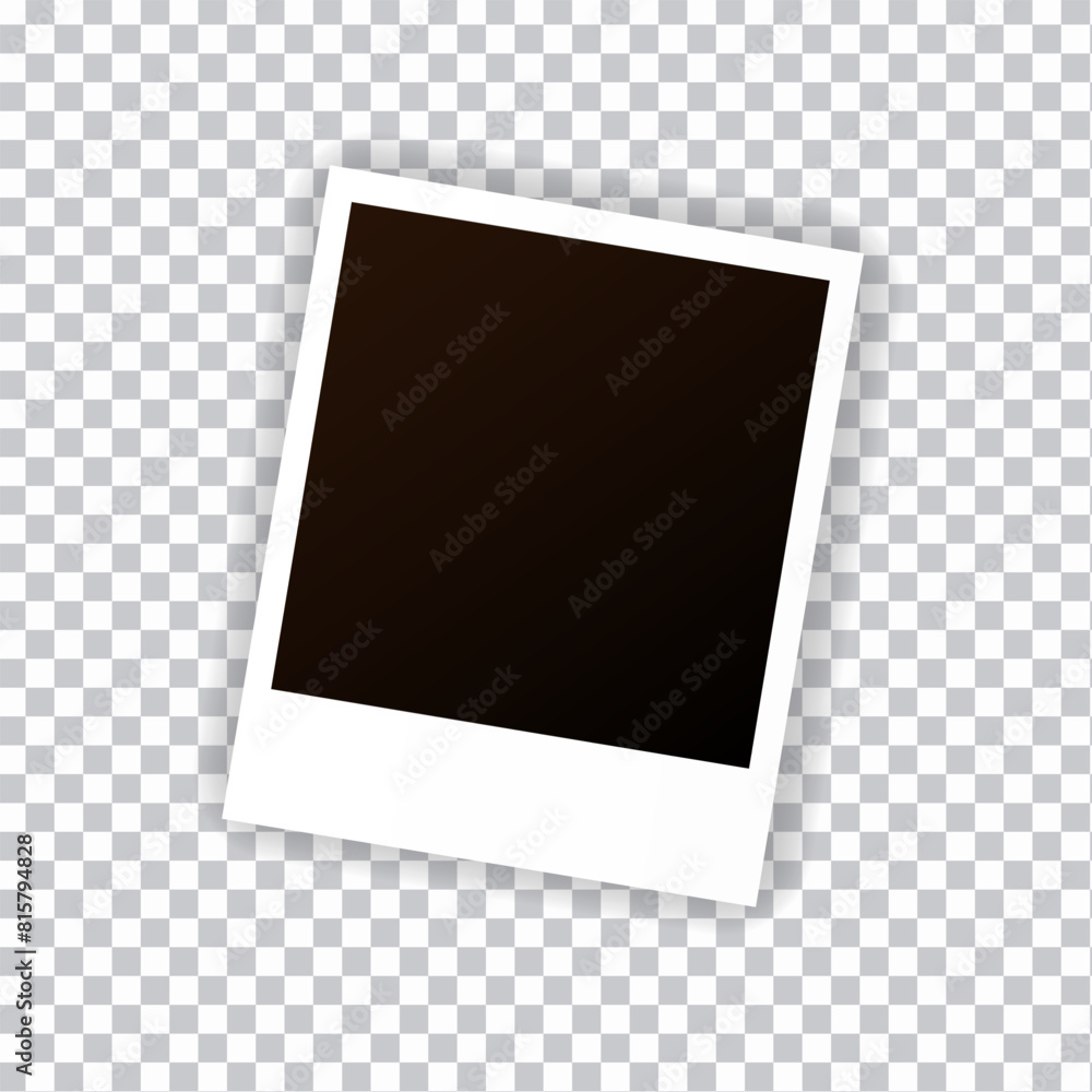 Polaroid. Photography of a retro blank with a shadow on a transparent background. Polaroid. Photography of a retro blank with a shadow on a transparent background.