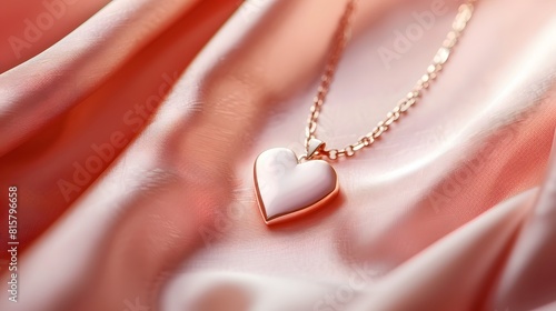 An elegant heart-shaped pendant necklace, symbolizing love and romance for a Valentine's Day. 