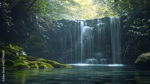 Serene waterfall in tropical forest - a tranquil nature escape