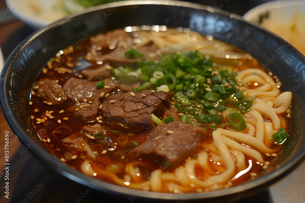 Tender Beef lamian noodles. Cuisine meal. Generate Ai Tender Beef lamian noodles. Cuisine meal. Generate Ai