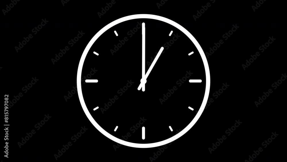 Timelapse of spinning clock animation in a 12-hour loop for alpha channel or tint layer. Seamless motion animated footage of a white-colored watch with moving hands, representing the concept of time Timelapse of spinning clock animation in a 12-hour loop for alpha channel or tint layer. Seamless motion animated footage of a white-colored watch with moving hands, representing the concept of time