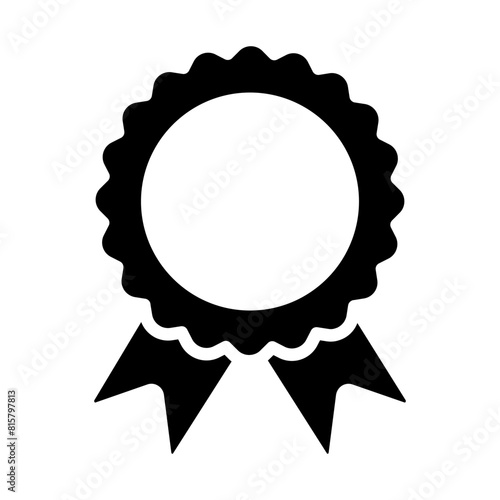 Award ribbon badge silhouette. Rosette icon. Medal symbol. Vector illustration isolated on white. © Віталій Баріда