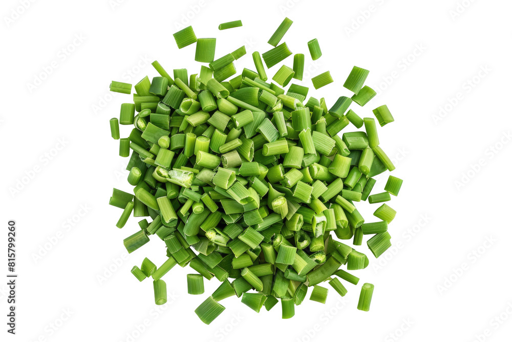 Top view of diced vegetable green beans isolated on transparent background Top view of diced vegetable green beans isolated on transparent background