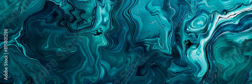 Digital art featuring abstract blue and teal liquid marble pattern background 