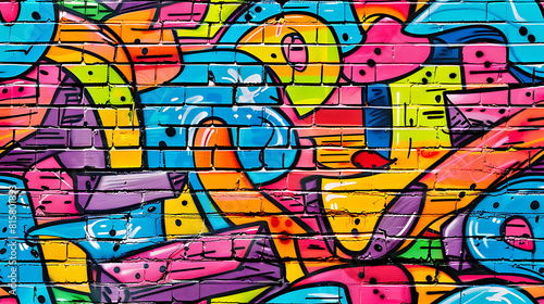 Wallpaper Mural graffiti on wall - Cartoon style, multi color, colorful - Bold and vibrant graffiti doodles with expressive lines and vibrant colors - Seamless tile. Endless and repeat print. Torontodigital.ca