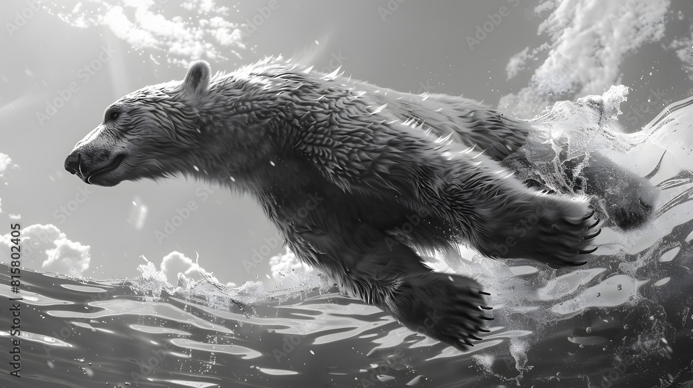 Obraz premium bear in the water