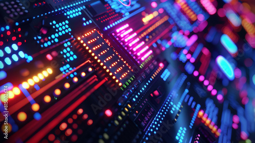A close-up of a high-resolution LED display, capturing the vibrant colors and intricate details of a virtual reality simulation.