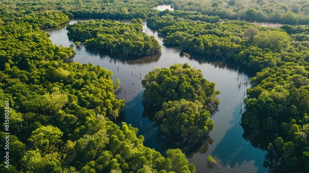 Gambia Mangroves. Aerial view of mangrove forest in Gambia. Photo made by drone from above. Africa Natural Landscape Gambia Mangroves. Aerial view of mangrove forest in Gambia. Photo made by drone from above. Africa Natural Landscape