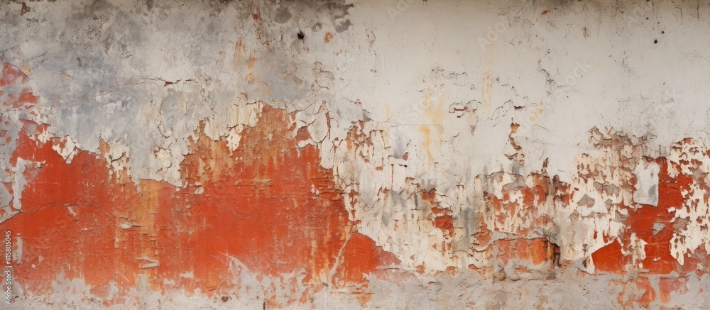 Fototapeta premium Texture of an aged concrete wall with peeling paint providing a blank space for an image. Copyspace image