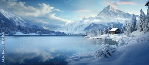 Wallpaper Mural In this serene winter haven surrounded by mountains you can savor the tranquil beauty and solitude Immerse yourself in the idyllic scenes captured in my photos featuring a secluded spot with sweeping Torontodigital.ca