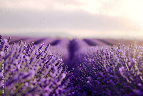 Serene lavender fields at sunset