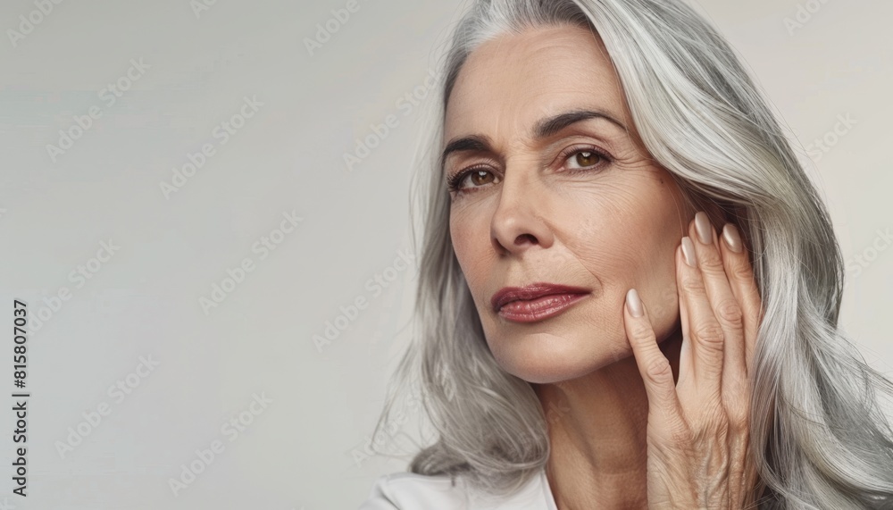 Elegant Senior Woman with Silver Hair. Elegant Senior Woman with Silver Hair.