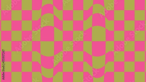 Animated chessboard in 4K resolution. background. Square ornament. Light pink and olive colors. Multicolored seamless pattern with geometric animated background. High quality.Country style. Retro..