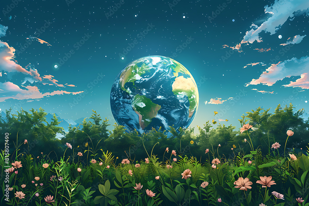 A vibrant blue and green eco Earth globe symbolizes environmental world protection, ecological conservation, and the urgent message of A vibrant blue and green eco Earth globe symbolizes environmental world protection, ecological conservation, and the urgent message of