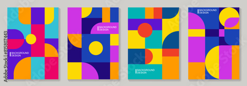 Modern abstract covers set with geometric background for cover design, brochure, catalog, menu design, flyer, cards, social media, poster. Colorful vector illustration.
