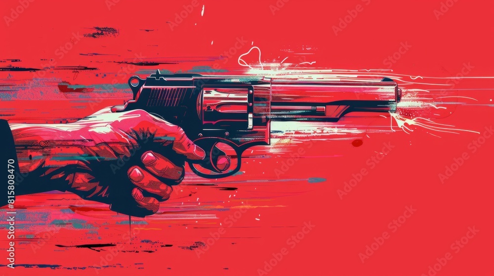 Illustration of hand holding a gun Illustration of hand holding a gun