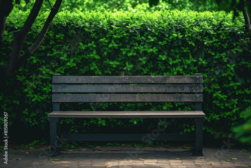 Rustic Bench wooden background. Empty city. Generate Ai