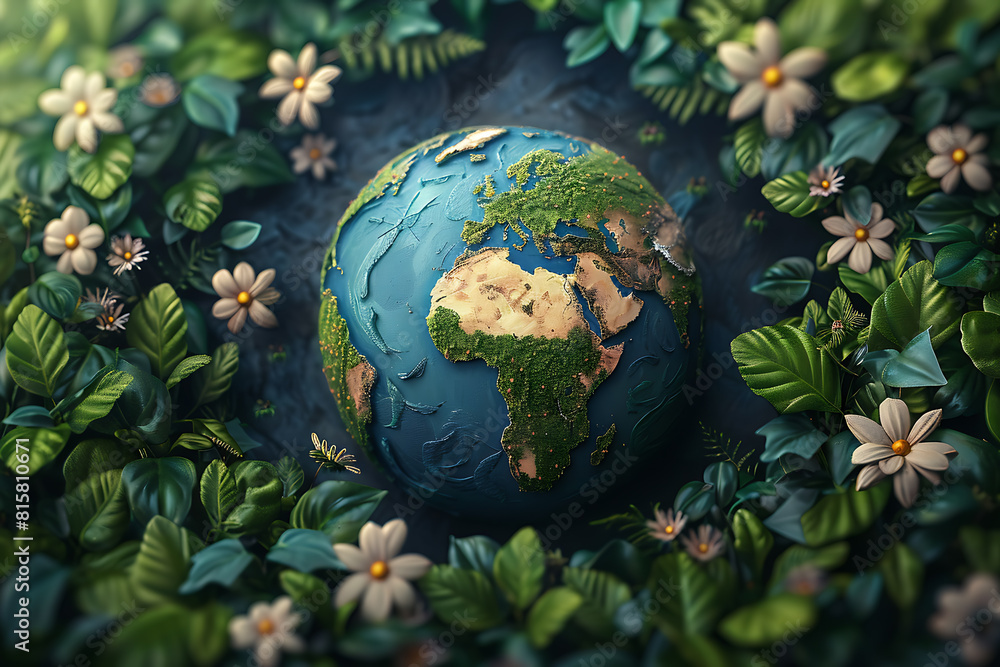 A vibrant blue and green eco Earth globe highlighting themes of environmental world protection, ecological conservation, and the message of A vibrant blue and green eco Earth globe highlighting themes of environmental world protection, ecological conservation, and the message of