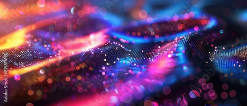 Abstract glowing blurry background with bright neon colors.