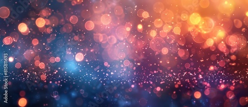Abstract glowing orange and blue sparkles on dark background.