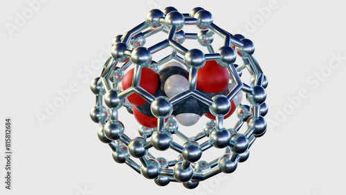 3d rendering of drug molecules inside of fullerene photo