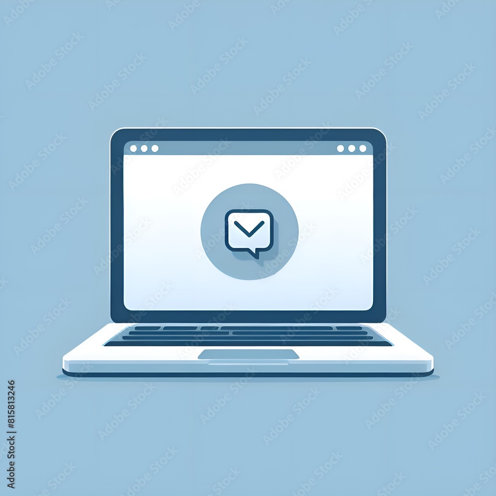 Icon of a laptop with a message, flat colors Icon of a laptop with a message, flat colors