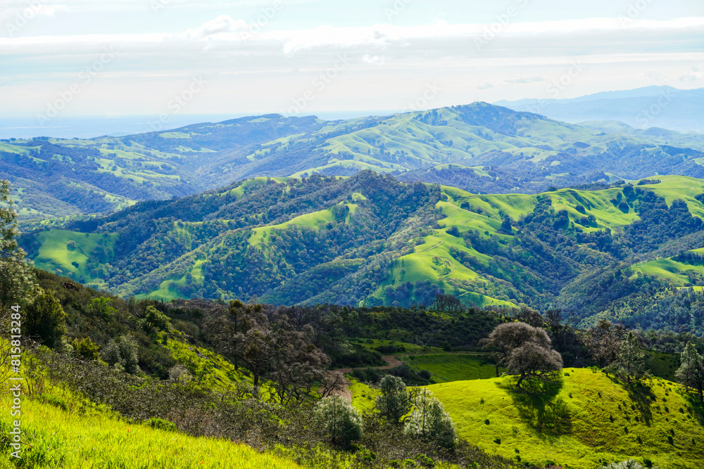 Fototapeta premium Grass Covered Ridge Lines and Hills