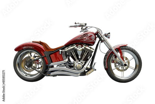 Exploring the Unique World of Customized Chopper Motorcycles On Transparent Background.