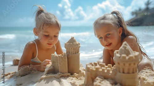 children playing on the beach