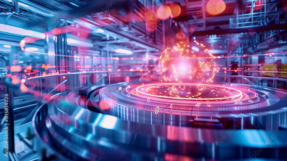 A futuristic laboratory where scientists harness the power of quantum computing to unlock the secrets of the universe, visualized as a swirling vortex of data and energy.