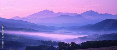 Misty mountains at sunrise.