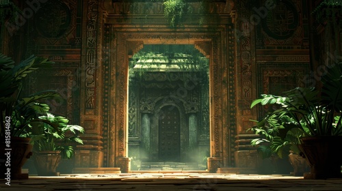 Mystical atmosphere in the ancient temple