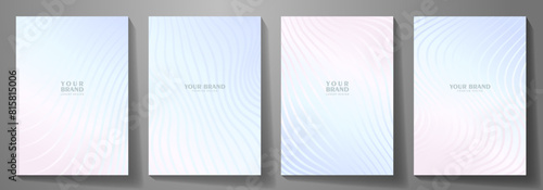 Elegant cover design set with lines and gradient for cover design, invitation, poster, flyer, wedding card, luxe invite, prestigious voucher, menu design. Luxury vector background collection