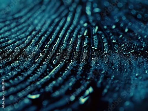 fingerprint blue color  wet grunge texture  dark background 