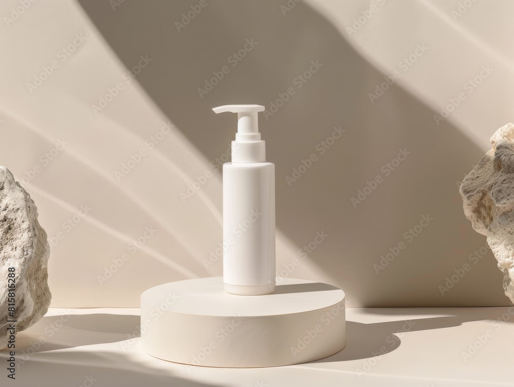 Sleek sunscreen bottle with pump, highlighted for its daily facial protection and enriched with skinimproving cosmetic elements Sleek sunscreen bottle with pump, highlighted for its daily facial protection and enriched with skinimproving cosmetic elements