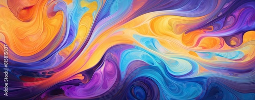 Colorful Abstract Art with Dynamic Blue and Yellow Swirl